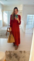 VESTIDO MANGA LONGA LASTEX