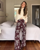 CALÇA VINHO ESTAMPADA